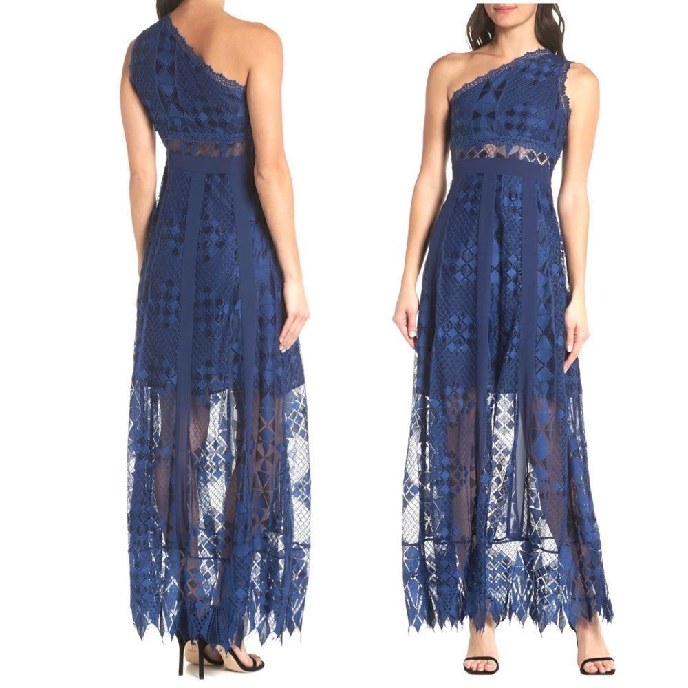 FOXIEDOX Juliet Lace One Shoulder Maxi Dress BNWT